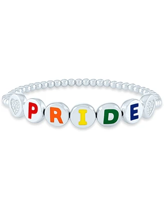 Diamond Accent Pride Beaded Bracelet in Sterling Silver