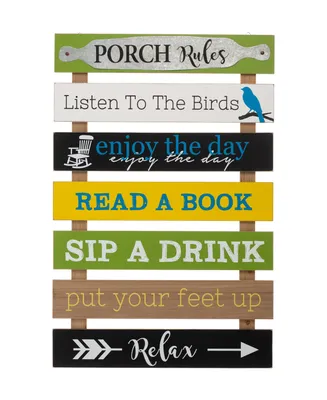 Glitzhome Oversized Rustic Slats Porch Rules Sign Wall Sign