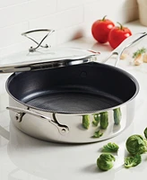 Circulon SteelShield C-Series Tri-Ply Clad Nonstick Saute Pan with Lid and Helper Handle, 5-Quart, Silver