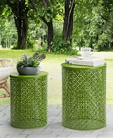 Glitzhome Multi-Functional Metal Garden Stool or Plant Stand Accent Table, Set of 2