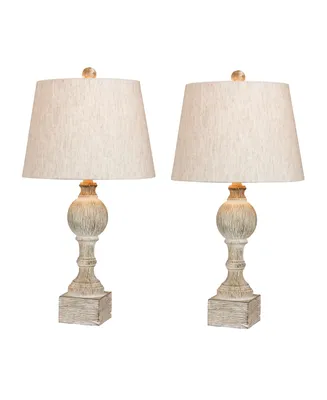 Fangio Lighting Distressed Sculpted Column Resin Table Lamps, Set of 2