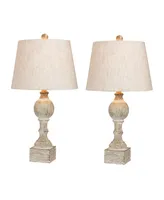 Fangio Lighting Distressed Sculpted Column Resin Table Lamps, Set of 2