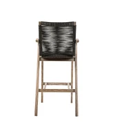 Brielle Outdoor Eucalyptus Wood and Rope Counter Bar Height Stool