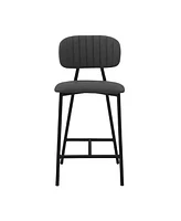 Rococo Faux Leather and Metal Counter Height Bar Stool