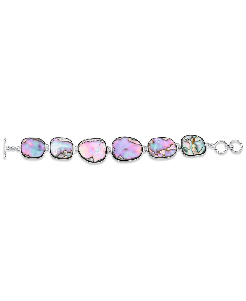 Abalone Shell Link Toggle Bracelet in Sterling Silver