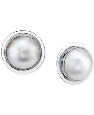 Cultured Mabe Pearl (11mm) Stud Earrings in Sterling Silver