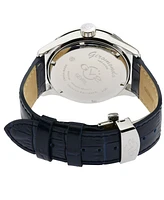 Gevril Men's Giromondo Swiss Quartz Blue Leather Strap Watch 42mm