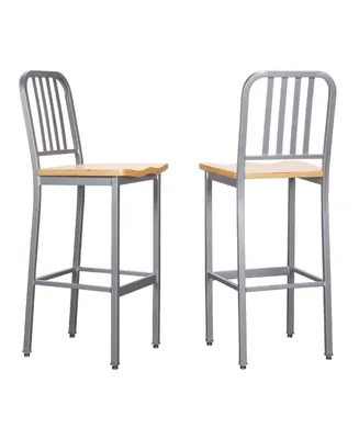 Linon Home Decor Ferncliff Barstool, Set of 2 - Silver