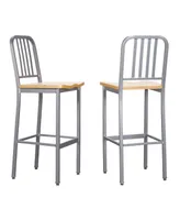 Linon Home Decor Ferncliff Barstool, Set of 2 - Silver