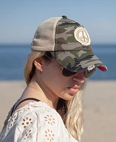 Peaceful Lady Women's Adjustable Snap Back Mesh Camo Peace Sign Trucker Hat