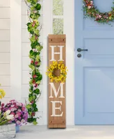 Glitzhome 42" Wooden Home Porch Sign with Changeable Wreaths