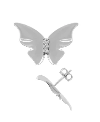 And Now This Crystal Butterfly Stud Earring in Silver Plate, Gold Plate or Rose Gold Plate