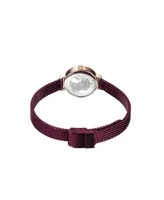 Bering Women's Purple Stainless Steel Mesh Strap Watch Set 22mm