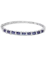 Tanzanite (4 ct. t.w.) & Diamond (1/10 ct. t.w.) Bangle Bracelet in Sterling Silver