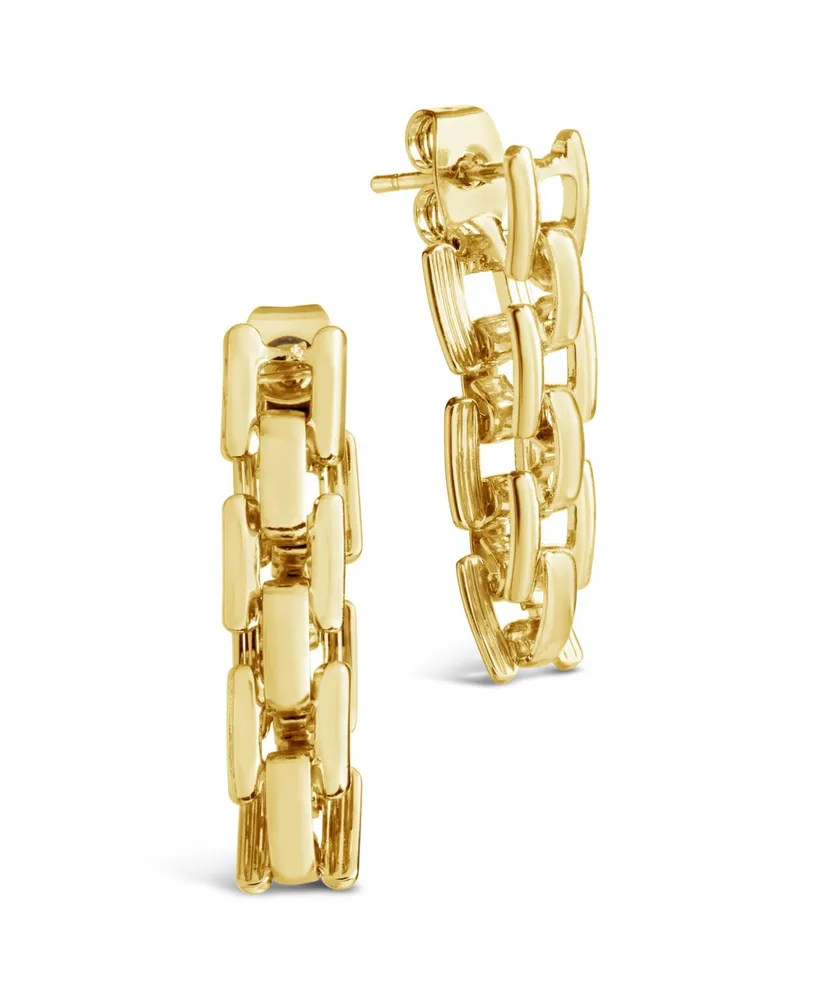 Women's Chain Gold Plated Dangle Stud Earrings - Gold