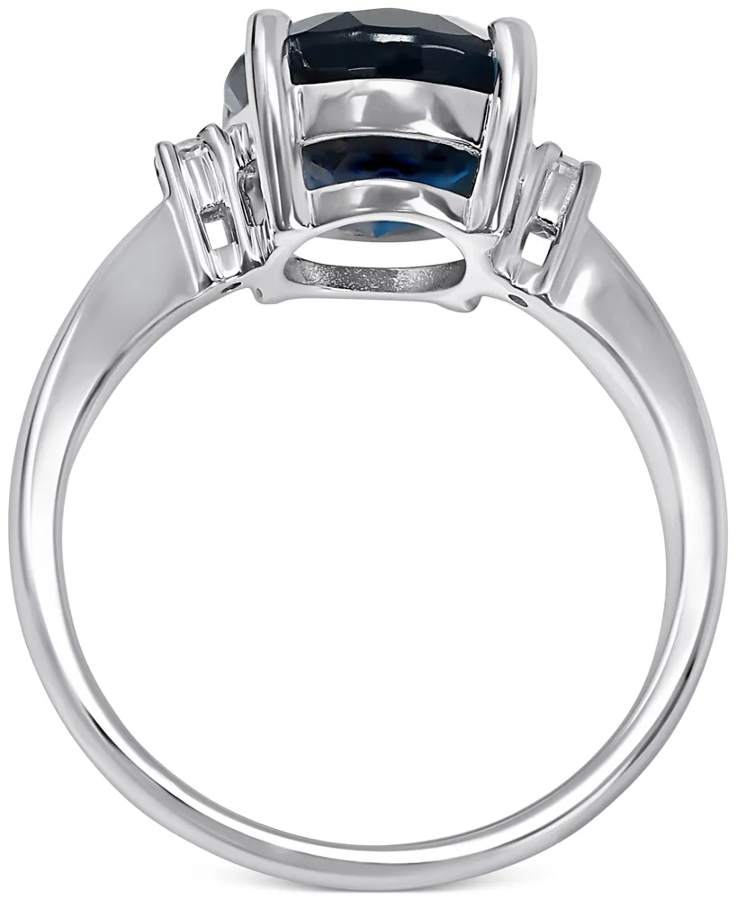 London Blue Topaz (3-3/4 ct. t.w.) & Diamond (1/20 ct. t.w.) Ring in 14k White Gold