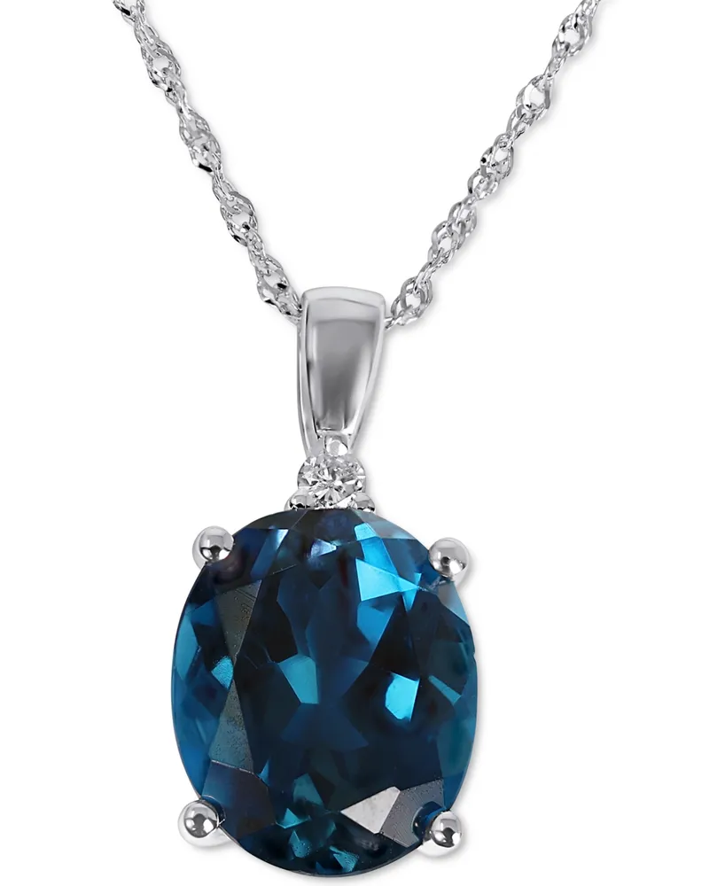 London Blue Topaz (3-3/4 ct. t.w.) & Diamond Accent 18" Pendant Necklace in 14k White Gold