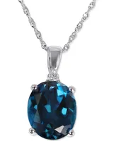 London Blue Topaz (3-3/4 ct. t.w.) & Diamond Accent 18" Pendant Necklace in 14k White Gold