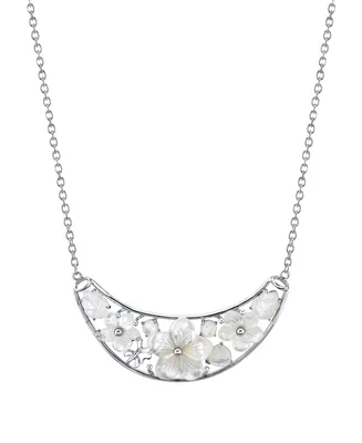 Mother-of-Pearl Flower 18" Statement Necklace in Sterling Silver