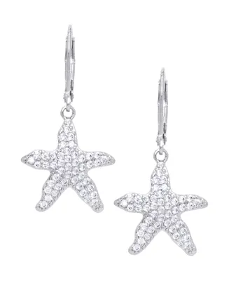 Cubic Zirconia Starfish Earrings in Silver Plate