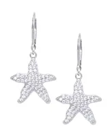 Cubic Zirconia Starfish Earrings in Silver Plate