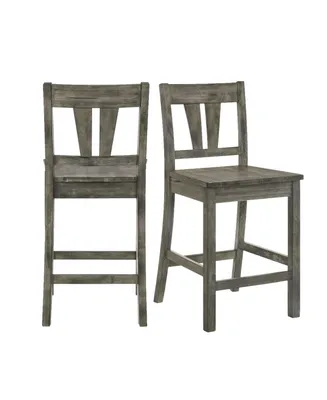 Picket House Furnishings Grayson Counter Side Chair Set with Wooden Seat, 2 Piece