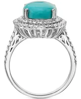 Effy Turquoise & Diamond (7/8 ct. t.w.) Halo Ring in 14k White Gold