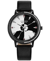 Disney by Citizen Eco-Drive Women's Cruella Black Leather Strap Watch 36mm