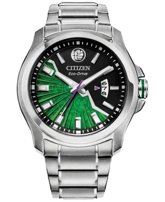 Marvel by Citizen Hulk Silver-Tone Stainless Steel Bracelet Watch 43mm