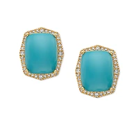 Effy Turquoise (10x8mm) & Diamond (1/4 ct. t.w.) Stud Earrings in 14k Gold