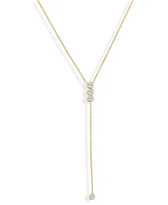 18k Gold Plated Cubic Zirconia Bezel Lariat Necklace