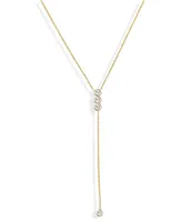 18k Gold Plated Cubic Zirconia Bezel Lariat Necklace