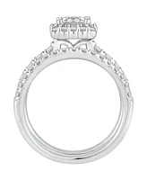 Gia Certified Diamond Princess Halo Bridal Set (1 1/2 ct. t.w.) in 14K White Gold