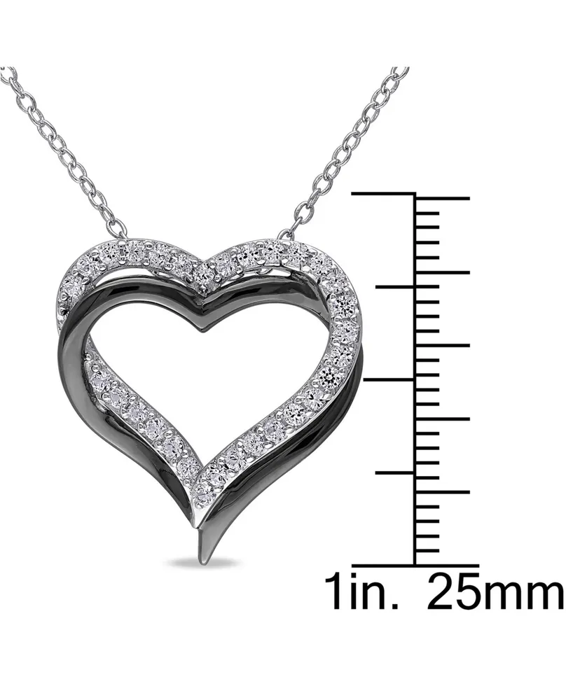 Lab Grown White Sapphire (5/8 ct. t.w.) Sterling Silver, Heart Necklace