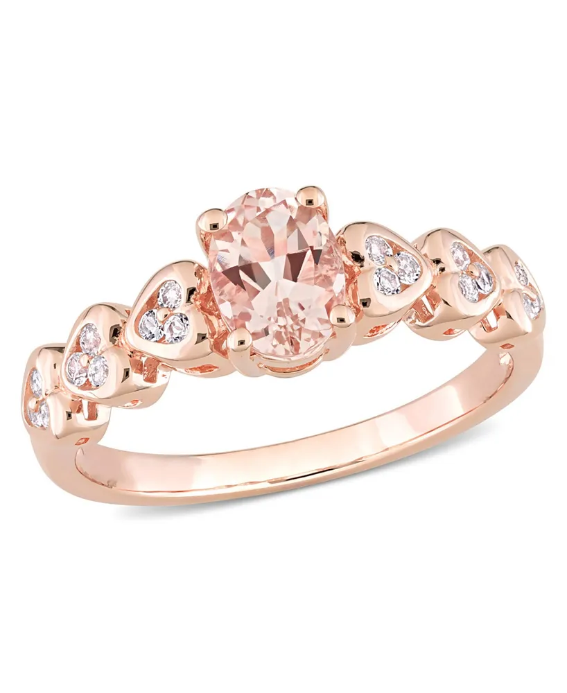 Morganite (3/4 ct. t.w.) and White Topaz (1/6 Rose Gold Plated Silver, Oval Heart Ring