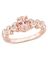 Morganite (3/4 ct. t.w.) and White Topaz (1/6 Rose Gold Plated Silver, Oval Heart Ring