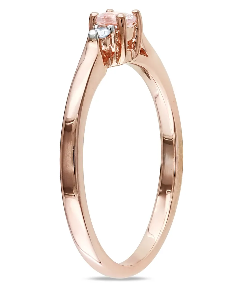 Morganite (1/6 ct. t.w.) and Diamond Accent Rose Gold Plated Silver Ring