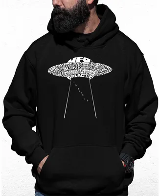 Men's Flying Saucer Ufo Word Art Hooded Sweatshirt
