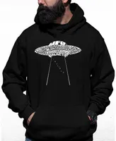 Men's Flying Saucer Ufo Word Art Hooded Sweatshirt