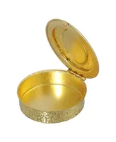 Gold-Tone Round Mary and Child Pill Box