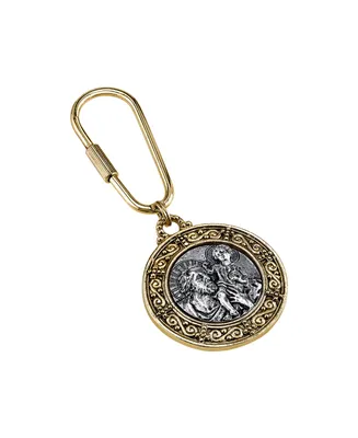 14K Gold-Dipped and Silver-Tone St. Christopher Key Fob - Gold
