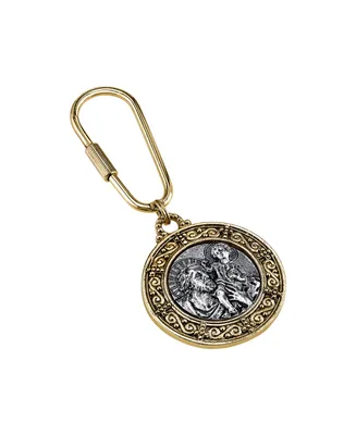 14K Gold-Dipped and Silver-Tone St. Christopher Key Fob