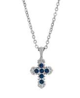 Silver-Tone Blue Cross Necklace
