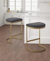 Madison Park Maison 25"H Modern Backless Metal Counter Stool with Cushioned Seat, Fully Assembled - Charcoal, Gold