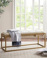 Madison Park Greenwich 45"W Mid-Century Button-tufted Upholstered Metal Base Accent Bench