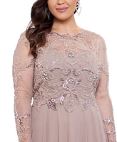 Xscape Plus Embellished Illusion Gown