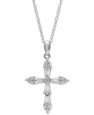 Giani Bernini Cubic Zirconia Cross 18" Pendant Necklace in 18K Gold-Plated Sterling Silver, Created for Macy's