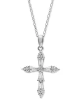 Giani Bernini Cubic Zirconia Cross 18" Pendant Necklace in 18K Gold-Plated Sterling Silver, Created for Macy's