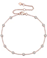 Diamond Bezel Chain Bracelet (1/10 ct. t.w.) Sterling Silver, 14k Gold-Plated Silver or Rose