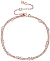 Diamond Bezel Multi-Layer Chain Bracelet (1/10 ct. t.w.) Sterling Silver, 14k Gold-Plated Silver or Rose